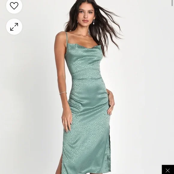sage green bodycon midi dress Jade Green Floral Dress - Satin Mini Dress main image 0